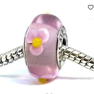 Pandora Pink Flowers Murano Glass Charm